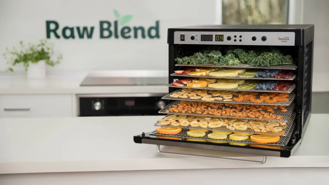 A Sedona dehydrator full of colourful fruit and kale