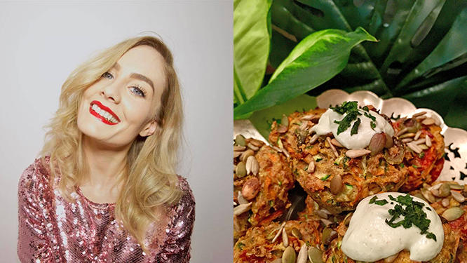 Savoury Carrot & Zucchini Muffins with Vegan Sour Cream