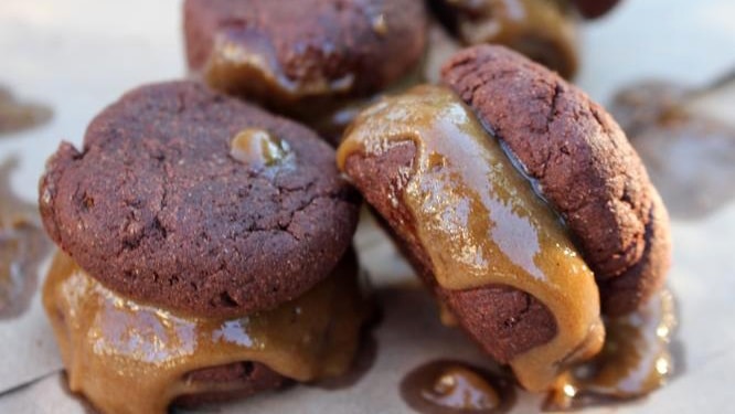 Vegan Choc Caramel Cookies