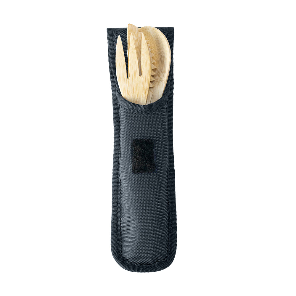 Bamboo Cutlery Set with Recycled Case - Grey