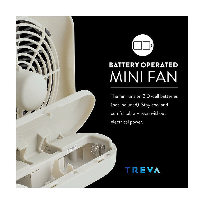 Treva 5 Inch Battery Powered Folding Desk Fan - 2 Pack
