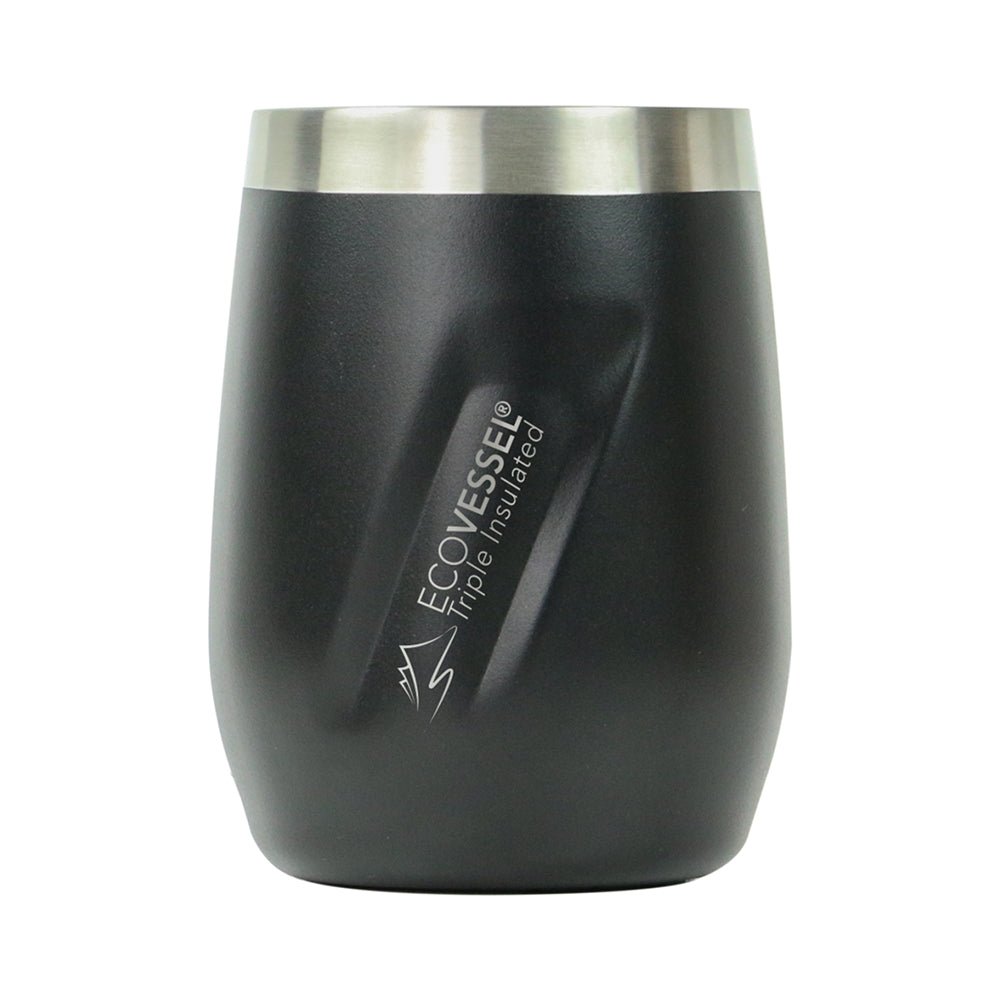The PORT - Insulated Stainless Steel Wine & Whiskey Tumbler - 296ml (EcoVessel) - Black Shadow