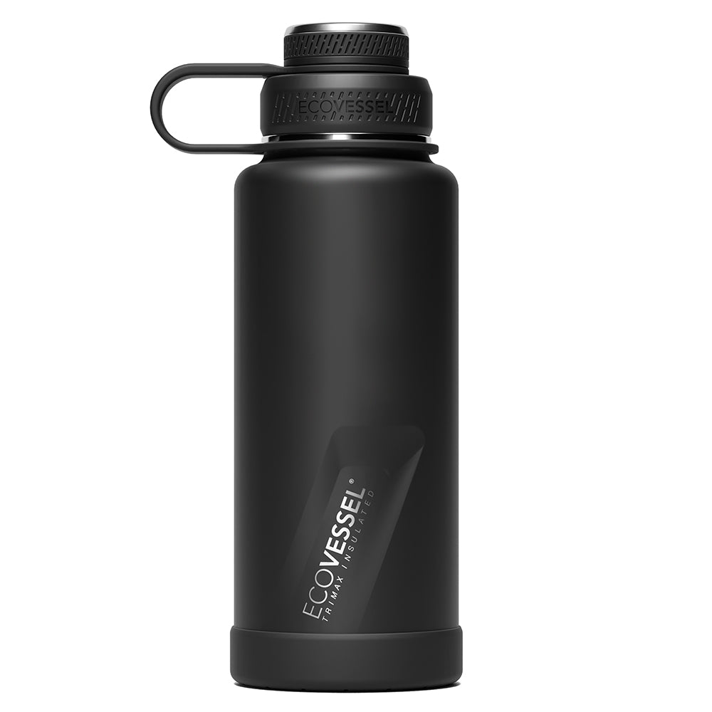 The BOULDER - TriMax Insulated Water Bottle w- Strainer - 946ml (EcoVessel) - Black Shadow