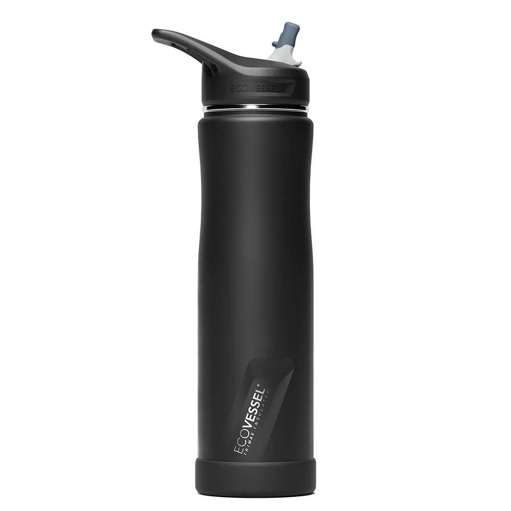The SUMMIT - TriMax Insulated Water Bottle w- Straw - 700ml (EcoVessel) - Black Shadow