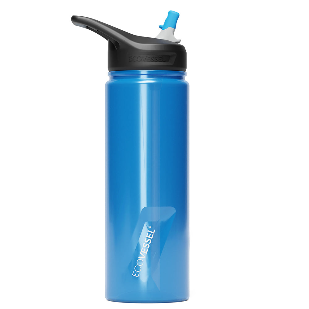 The TRITAN - BPA Free Sports Water Bottle w- Straw - 700ml (EcoVessel) - Hudson Blue