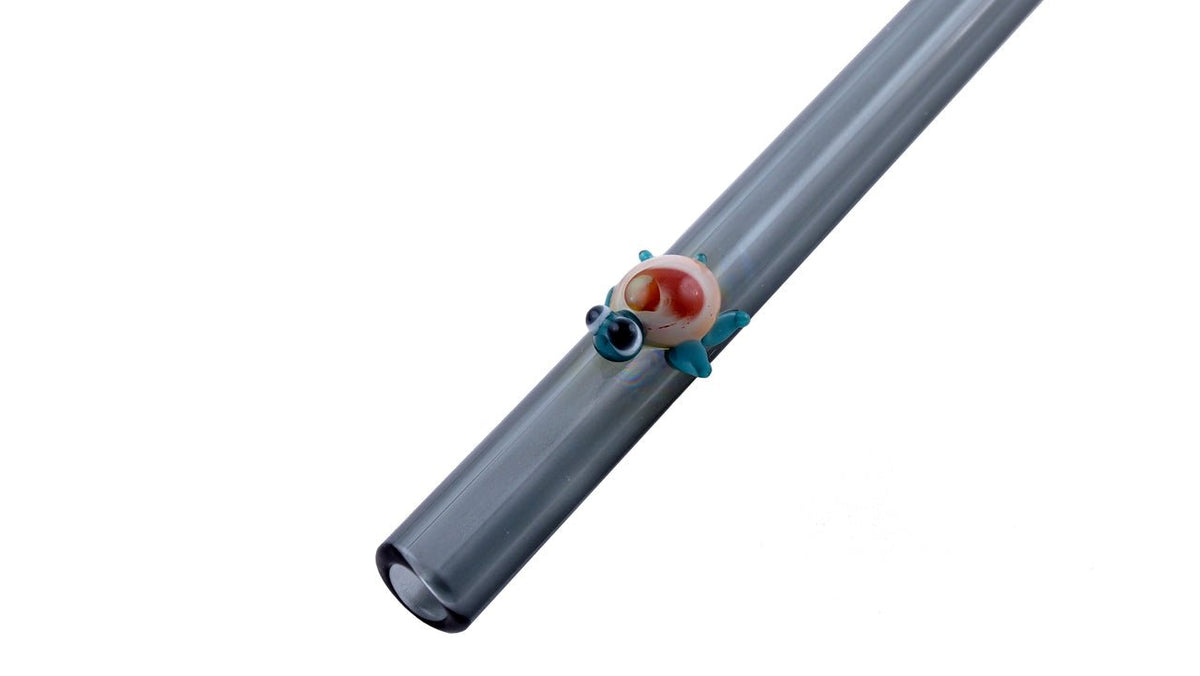 Raw Blend Designer Straws Straight - Turtle - Teal Turtle on Gray