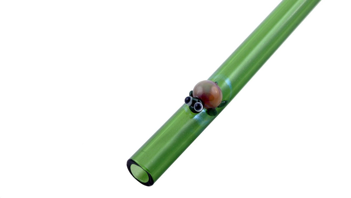Raw Blend Designer Straws Straight - Turtle - Forest Green Turtle on Green