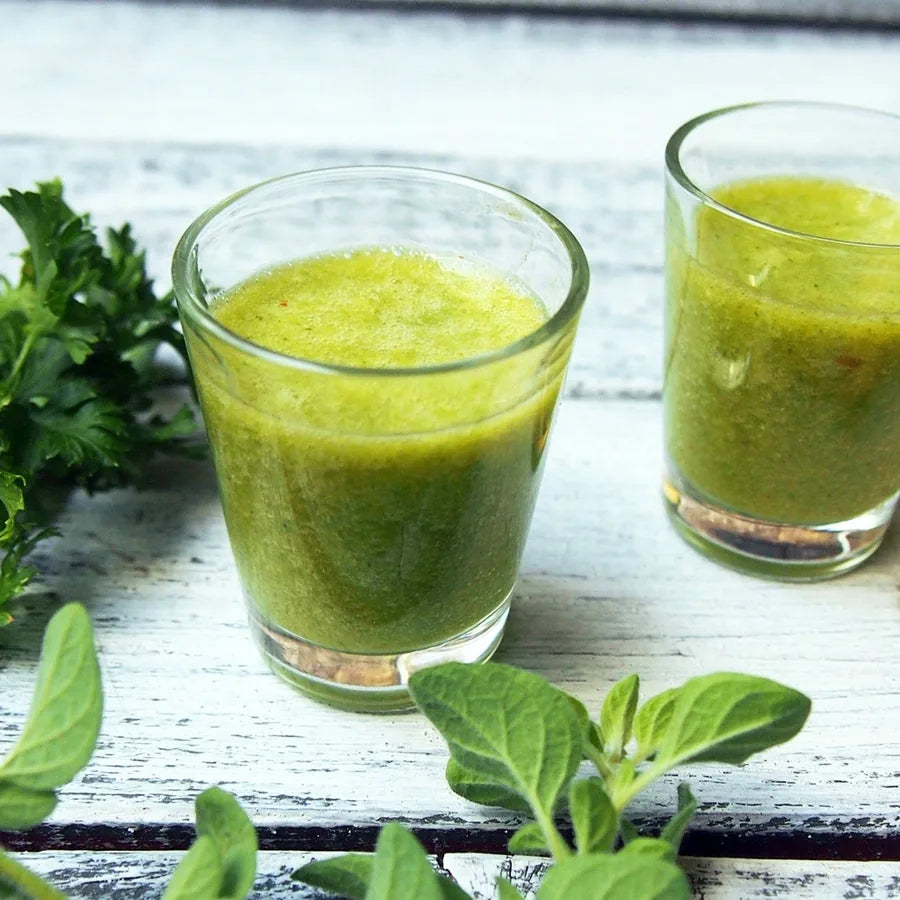 Two glasses of fresh green juice