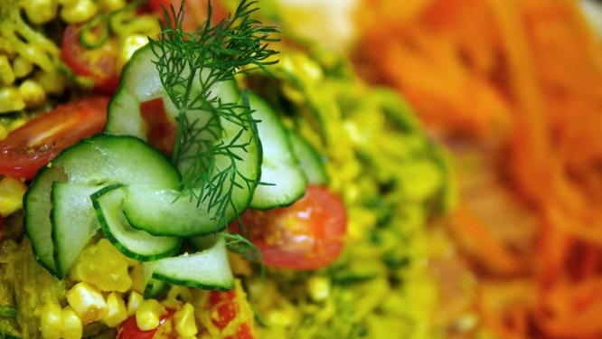 Cucumber Noodles with Creamy Carrot Sauce
